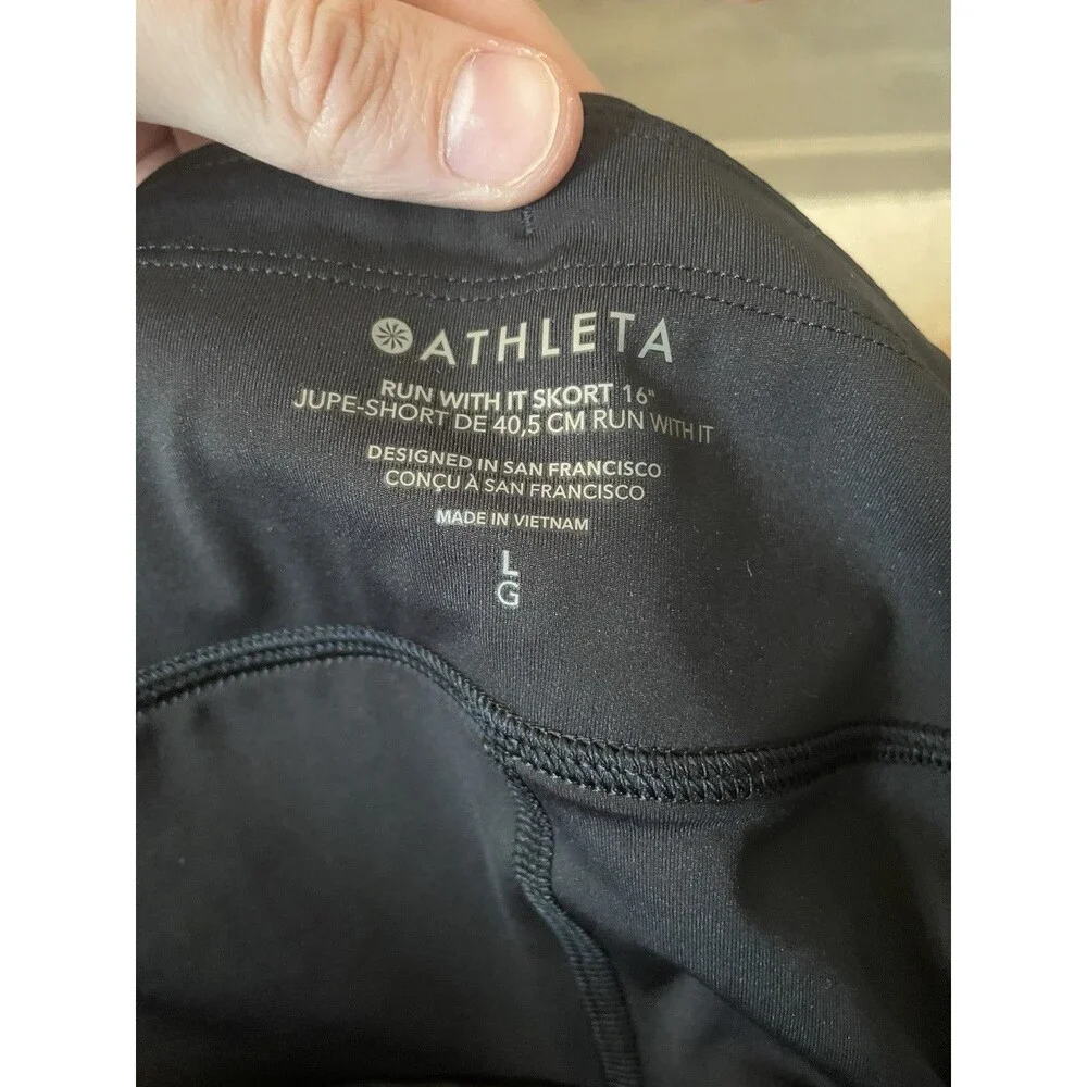 Athleta Run With It Skort 16 Black Athletic Running Tennis Skirt Large L